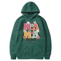 Sweat à capuche Mama Est 2025 vert foncé avec motifs vintage de fleurs et étoiles - Vert Foncé