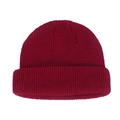 Classic dark red knit docker cap with cuffed brim in a warm winter ribbed style - Burgundy