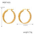 Golden twisted hoop earrings in circle shape featuring spiral texture and clasp closure - F1425-Spiral Thick