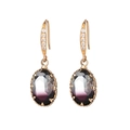 Oval drop earrings in rose gold featuring purple gradient gemstones and zircon accents - Grey + Brown