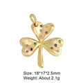 Golden clover pendant with colorful zircon inlay for DIY jewelry making 18x17mm - Clover Pendant
