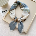 Nautical print silk square scarf in grey-blue with sailboat rope patterns for women - Nautical Ring Grey Blue