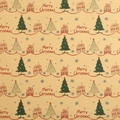 Brown Kraft Christmas wrapping paper with colorful trees and Merry Christmas text - Christmas Tree