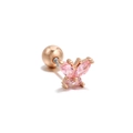 Orecchino a farfalla rosa in finitura oro rosa con chiusura a sfera a vite sicura - Piccolo / Piccolo Rosa Oro Rosa