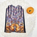 Winterhandschuhe aus Wildlederimitat mit buntem 3D-Ölgemälde-Katzenmotiv und Touch-Funktion - Stil 2 (Umarmende Katzen)