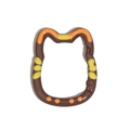 Brown and orange hand-painted cat-shaped spring ring buckle for DIY keychains - Dark Coffee
