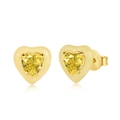 S925 sterling silver heart-shaped stud earrings in gold with yellow gemstone - Gold Yellow Heart Style (DY1D0215-S-G-YE)