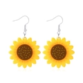 Creative sunflower drop earrings with yellow petals and silver metal hooks for women - Little Sunflower