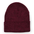 Minimalist wine red knitted beanie for women featuring a warm rolled edge and ribbed texture - One Size / Burgundy
