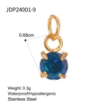 Detail view of a 0.68cm blue zircon pendant with gold-plated stainless steel four-prong setting - September Sapphire Blue Style (JDP24001-9)