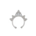 Eleganter silberner Kronennasenring mit drei Zirkonia und feinen Metalldetails - Kupfer / Weiß K (X839)
