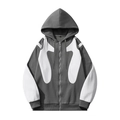 Herren Winter-Kapuzenpullover mit Reißverschluss und grau-weißem Kontrastdesign - S / Grau