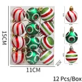 Set 12 palline di Natale 4cm rosso verde bianco glitterate con motivi natalizi - Modello misto 3 colori Stile B (Piccolo)