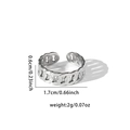 Detail view of adjustable silver chain ring with dimensions 0.6cm width and 2g weight - Chain Shape Open Style (TYR0297)