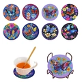 8-teiliges 5D Diamant-Malerei-Untersetzer-Set mit Schmetterlingen und Halter - Schmetterling