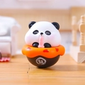 Cute panda cat figurine sitting in an orange bowl, unique desktop decorative ornament - 3040C Panda Tumbler