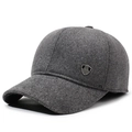 Gorra de béisbol de invierno para hombre en lana gris oscuro con orejeras y logo R - Ajustable / Gris
