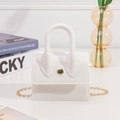 Mini weiße PVC Geleetasche mit Kette und goldenem Verschluss für Damen - Weiß