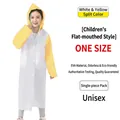 Reusable white and yellow EVA raincoat for children with waterproof hood and sleeves - Kids One Size / White & Yellow Patchwork (Kids)