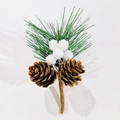 Artificial pine branch with cones and snow-dusted red berries for Christmas decor - No. 3 White Berries