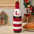 Christmas knitted wine bottle cover with letter L and black belt buckle decor - Letter L
