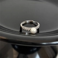 Verstellbarer S925 Sterlingsilber Ring mit einer weißen Perle und Glitzersteinen - S925 Silber Perle Zirkonia Offener Stil(JZ0103)