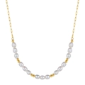 Elegant S925 sterling silver freshwater pearl necklace with gold beads on white background - White Freshwater Pearl with Gold O-chain
