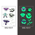 Luminous Halloween temporary tattoos featuring bats and moon patterns, model WS-Y017 - Bat Style (WS-Y017)