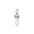 Silver charm with hexagonal clear crystal pillar and star engraved metal mounting - Clear Crystal Hexagonal Prism