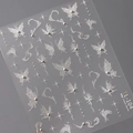3D embossed nail stickers featuring white butterflies stars and pearls style TL-104 - Butterfly Pearl Relief Style (TL104)