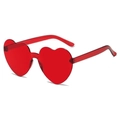 Transparent red heart-shaped sunglasses with a glossy one-piece frame design for women - Red