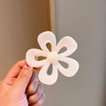 Detailed view of a white camellia flower hair claw clip with a glossy jelly finish - 1# Jelly Off-white