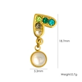 Golden heart earring with multicolored rhinestones and a white pearl bead drop - Multicolor Heart White Bead Pendant (YTE2411008-2)