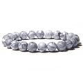 Elastic bracelet with 8mm natural grey and white striped agate stone beads - Map Stone