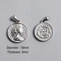Detail view of 18mm Roman coin pendant with embossed queen portrait and thickness scale - Mexico 2 Pesos 1945 Coin Charm (P00009S)