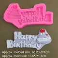 Silicone Happy Birthday cake mold for chocolate fondant decoration with size details - Heart Cake