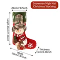 Christmas stocking with snowman design in red and green felt and snowflake embroidery - Snowman