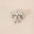 Macro shot of silver bow pendant with cubic zirconia for DIY jewelry making - Full Zirconia Bow (PJ0263) / Silver