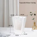 White trapezoid gift bag with transparent window and handles for flowers 25x28x18cm - T-Shape Medium (25x18x28cm) / White
