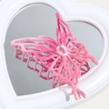 Detailed view of pink gradient butterfly hair claw with jewel on heart mirror - Pink Rhinestone Butterfly