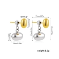 Two-tone 18K gold and silver plated hammer tassel earrings with pebble bean studs - Gold and Silver Bicolor Hammered Style