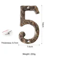 Vintage black gold cast iron number 5 door sign with 14cm height and mounting screws - Number 5