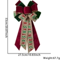 Red and green velvet Christmas bow decoration with Merry Christmas gold text print - Letter Red Green Velvet Bow