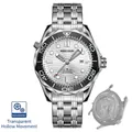 Orologio al quarzo KIMSDUN con cinturino in acciaio, quadrante bianco e fondello a vista - Cassa Argento Lunetta Nera Quadrante Bianco - Cinturino in Acciaio (Fondo Trasparente)