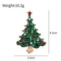 Fashionable green enamel Christmas tree brooch with rhinestones and size measurements - Green Enamel Red White Rhinestone (C354-A)