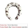 Soft leopard print plush sponge headband for women with 17x18x4cm size details - 5# White and Brown Leopard Style