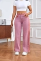 Jeans patchwork a vita alta da donna con strisce a contrasto in rosa e viola - L / Fucsia