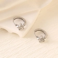 Silver geometric hoop earrings with star pendants and sparkling cubic zirconia stones - Silver (Star/Flower)