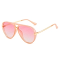 Rosafarbene Oversize-Pilotenbrille mit goldenen Metallbügeln und rosa Verlaufsgläsern - Rosa Rahmen / Rosa Gläser