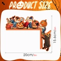 Detailed dimensions of L-shaped Halloween door corner decor with vintage witch motif - MZ786B Right